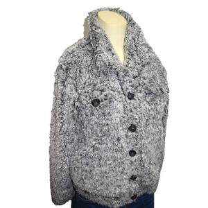 Womens Thick Pile Jacket MEDIUM Big Collar Snap Buttons Lined Plush Knapp Studio